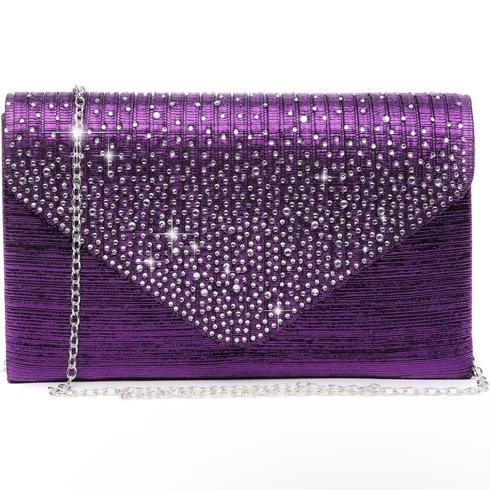 Dasein Ladies Frosted Satin Evening Clutch Purse Bag Crossbody Handbags Party